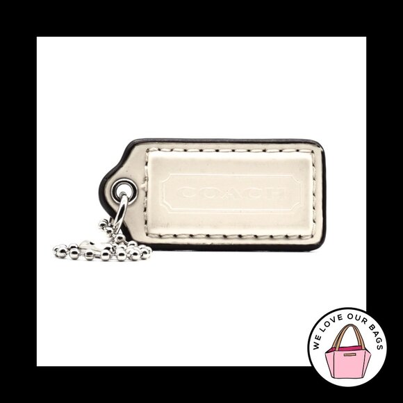 2" Medium COACH White Patent Leather Nickel Key Fob Bag Charm Keychain Hang Tag - Picture 1 of 1